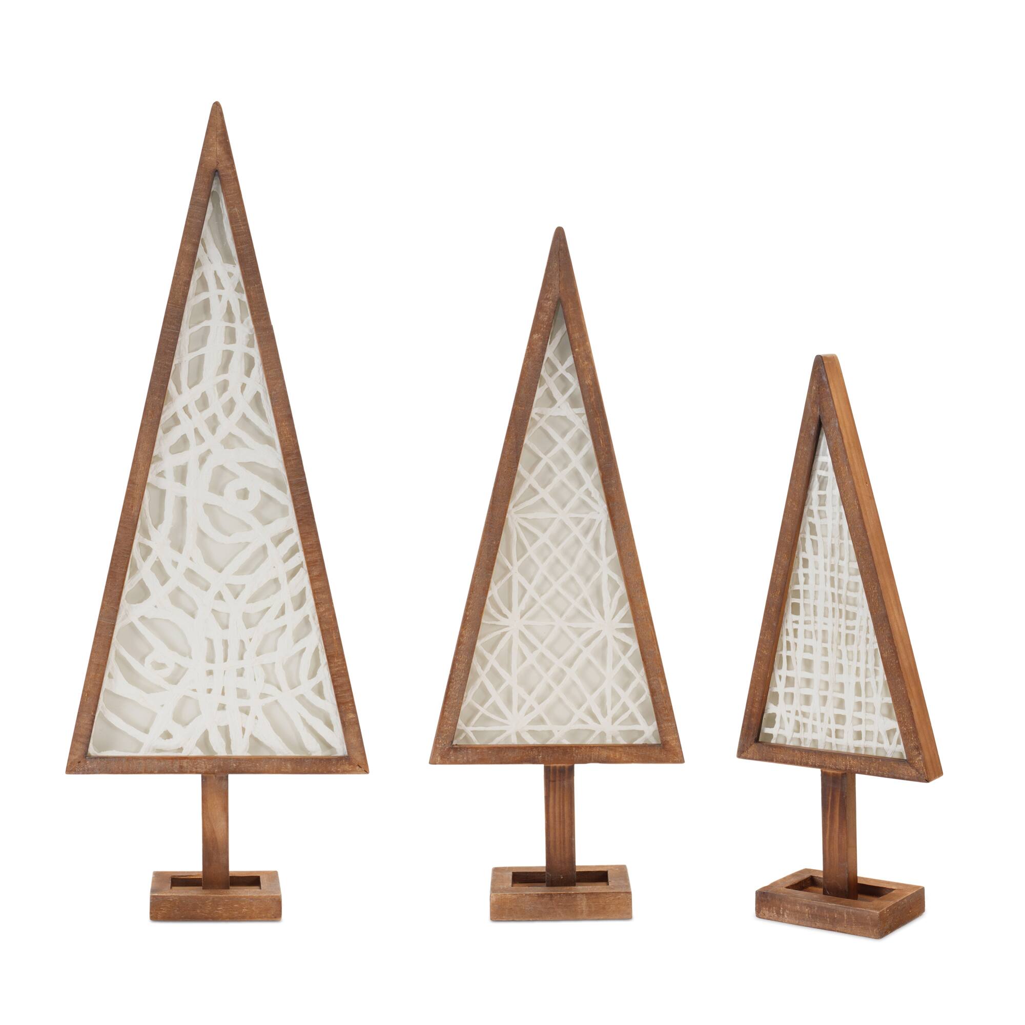 Framed Paper Mache Pine Trees Set